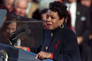 Maya Angelou reciting her poem "On the Pulse of Morning" at President Bill Clinton's inauguration in 1993.