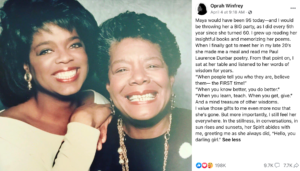 Oprah Winfrey's Facebook post for Dr. Maya Angelou's birthday