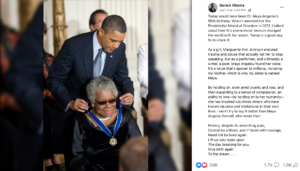 Barack Obama's Facebook post for Dr. Maya Angelou's birthday